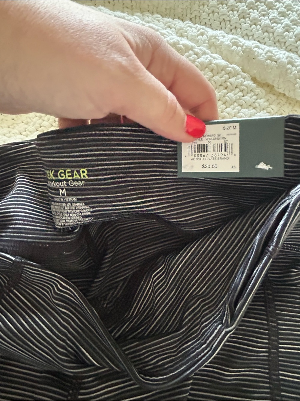 tek gear Black & White Striped Capri Leggings - Picture 3 of 3